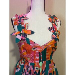 Farm Rio x Anthropologie Pleated Palm Midi Dress